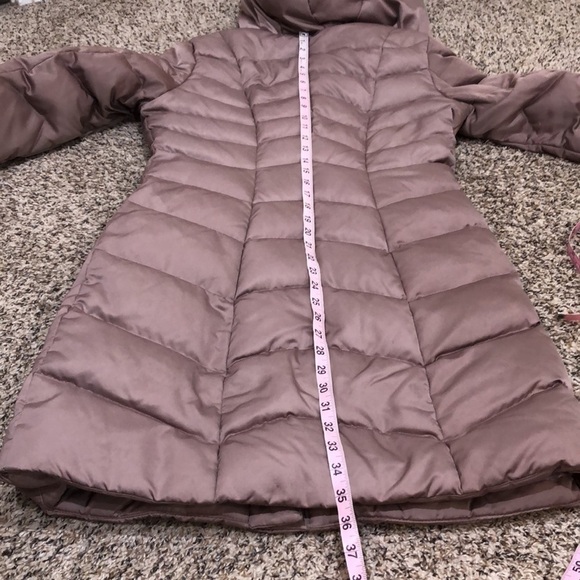 T Tahari Down Puffy Coat Size Small Taupe Knee Length Puffer - Picture 10 of 11